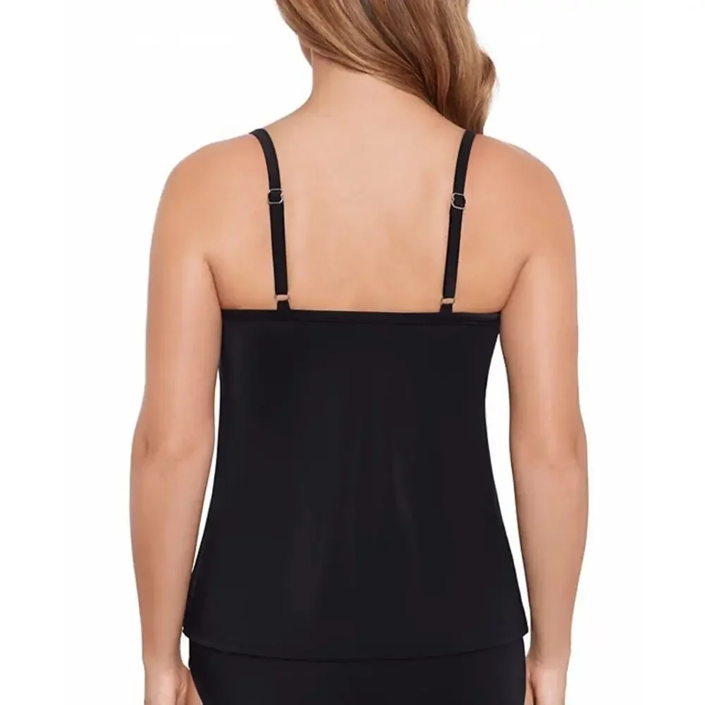 Swim Solutions Women's Knotted Flyaway Tankini Top in the Shade Black SZ 14 NWT - Picture 12 of 12